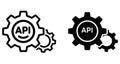 API integration gear icons representing software development application programming interface technical connectivity Royalty Free Stock Photo
