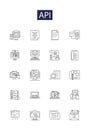 Api line vector icons and signs. Application, Programming, Interface, Web, Services, Integration, Connectivity
