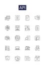 Api line vector icons and signs. Application, Programming, Interface, Web, Services, Integration, Connectivity Royalty Free Stock Photo
