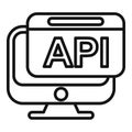 Api monitor icon outline vector. Code gear hosting