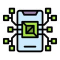 Api phone processor icon vector flat