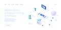 Api technology concept in isometric vector design. Application programmimg interface with data software and development. Web Royalty Free Stock Photo