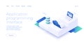 Api technology concept in isometric vector design. Application programmimg interface with data software and development. Web Royalty Free Stock Photo