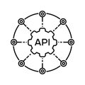 API vector icon. software integration illustration sign. application symbol. Cloud logo. development sign or logo. Royalty Free Stock Photo