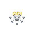 API vector line icon with cogwheels