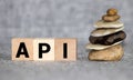 API word written on wood block. application program interface text on table, concept Royalty Free Stock Photo