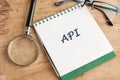 API (application program interface). The concept of technology and development. Phrase, words, text API in a Royalty Free Stock Photo