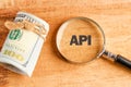 API (application program interface). The concept of technology and development. Phrase, words, text API through Royalty Free Stock Photo