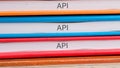 API (application program interface). The concept of technology and development. Phrase, words, text API close-up Royalty Free Stock Photo