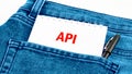 API (application program interface). The concept of technology and development. Phrase, words, text API a hint Royalty Free Stock Photo