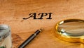 API (application program interface). The concept of technology and development. Phrase, words, text API written Royalty Free Stock Photo