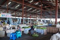 Apia, Samoa - October 27, 2017: View inside Fugalei fresh produce market of stall holders, fruit and food