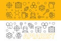 Apiarist vector horizontal banners set in thin line style