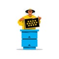 Apiary beekeeper Vector Cartoon Illustration. Royalty Free Stock Photo