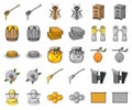 Apiary and beekeeping cartoon,monochrom icons in set collection for design.Equipment and production of honey vector