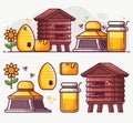 Beekeeping and Apiary Line Art Icon Set