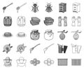 Apiary and beekeeping monochrome,outline icons in set collection for design.Equipment and production of honey vector