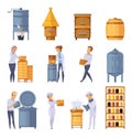 Apiary Honey Production Cartoon Set Royalty Free Stock Photo