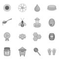 Apiary icons set, black monochrome style