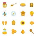 Apiary icons set, cartoon style