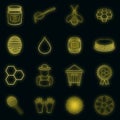 Apiary icons set vector neon