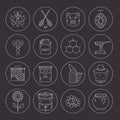 Apiary line icons set