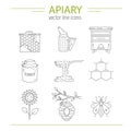 Apiary line icons set