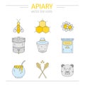 Apiary line icons set