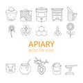 Apiary line icons set