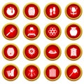 Apiary tools icon red circle set