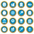 Apiary tools icons blue circle set