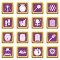 Apiary tools icons set purple