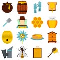 Apiary tools set flat icons