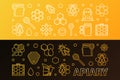 Apiary vector colored 2 banners set in thin line style