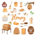 Apiary vector illustrations beekeeping honey jar natural organic sweet