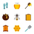 Apiculture icons set, flat style