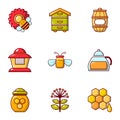Apiculture icons set, flat style