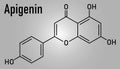 Apigenin yellow herbal dye molecule. Skeletal formula. Royalty Free Stock Photo