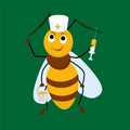 Apitherapy illustration. Bee doctor with syringe