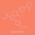 Apixaban anticoagulant drug molecule direct FXa inhibitor. Skeletal formula. Royalty Free Stock Photo