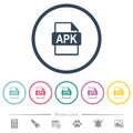 APK file format flat color icons in round outlines