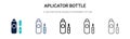 Aplicator bottle icon in filled, thin line, outline and stroke style. Vector illustration of two colored and black aplicator