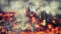 Apocalypse. Burning city, abstract vision. Royalty Free Stock Photo