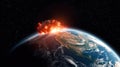 apocalypse on earth, explosion on the surface of the earth view from space generative ai