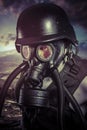 Apocalypse, nuclear disaster, man with gas mask, protection