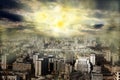 Apocalypse sun explosion magnetic storm Royalty Free Stock Photo