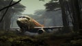 Apocalyptic Art: Old Airplane In The Forest