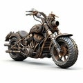 Apocalyptic 3d Motorcycle On Isolated White Background Image