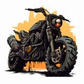 Apocalyptic Motorcycle: Wild West Comic Graphic With Industrial And Technological Elements Royalty Free Stock Photo