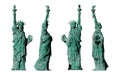 Apocalyptic old statue of liberty. 4 views. isolate on white background. 3d render Royalty Free Stock Photo